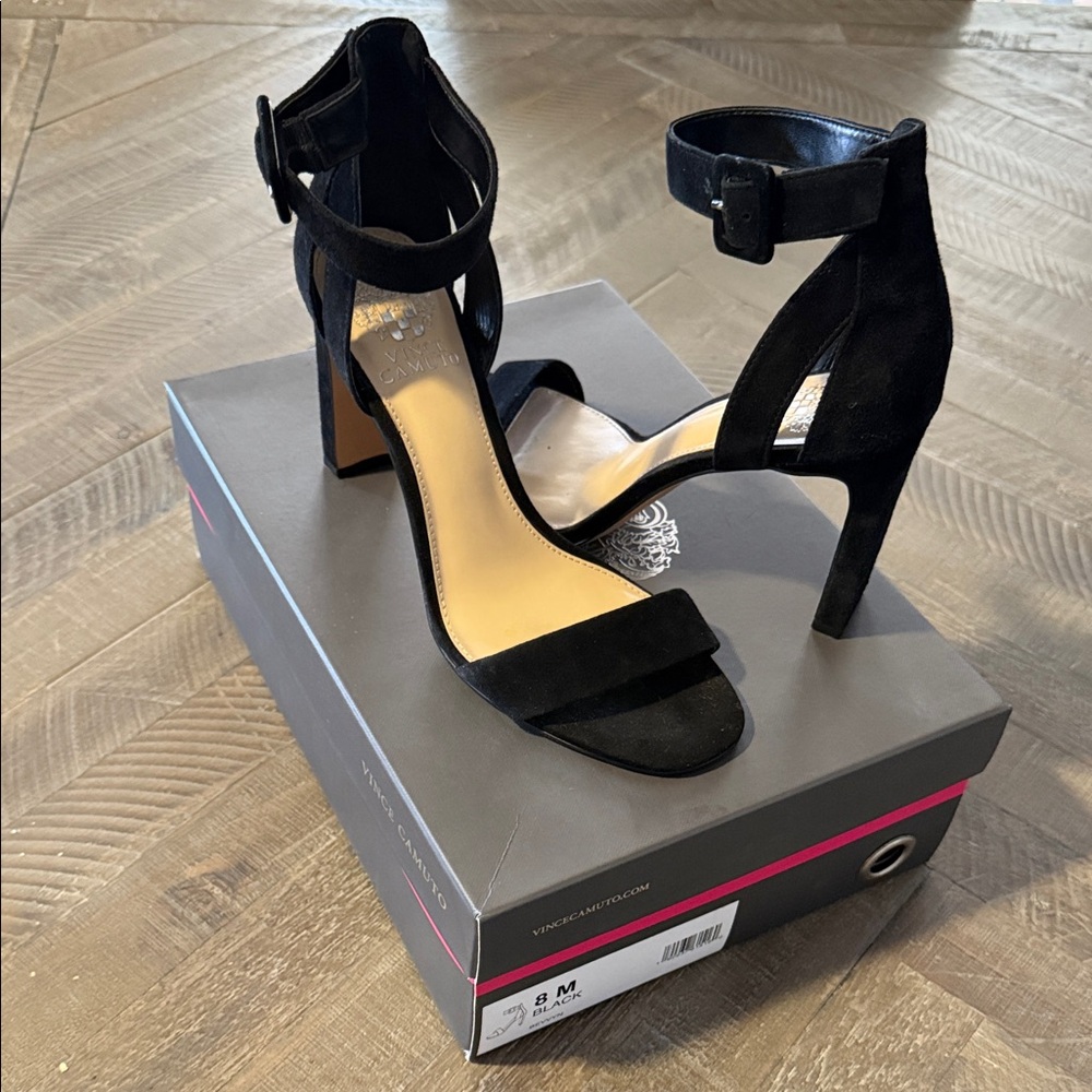 Vince Camuto Black Suede Heels "Bevvyn"